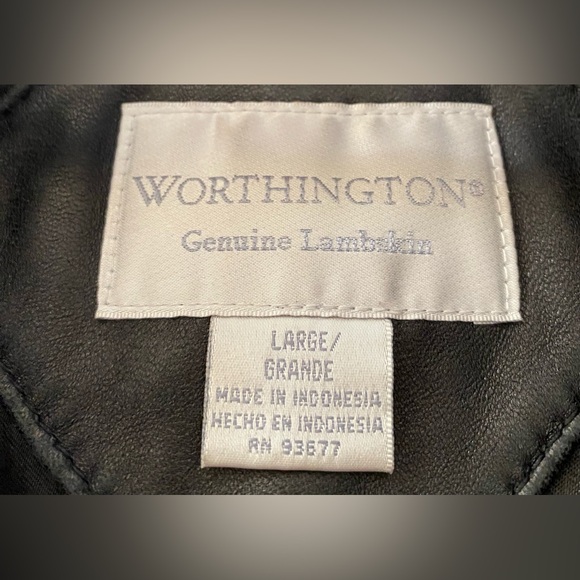 WORTHINGTON lambskin leather longline vintage classic button coat jacket size L - Picture 6 of 12